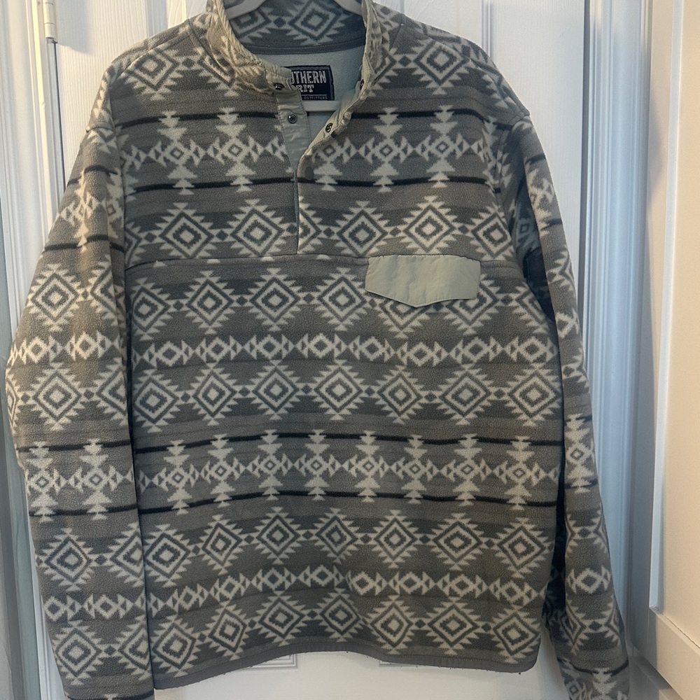 Men's Aztec Gray Patterned fleece sweatshirt XXL